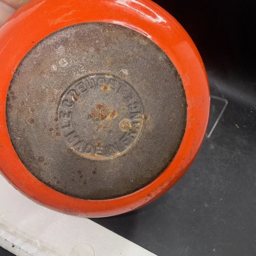 Le Creuset #14 Flame Orange Enameled Cast Iron Saucepan w/Lid Made in France